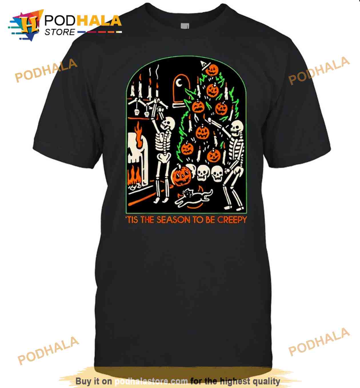 Skeleton Pumpkin Halloween Tis The Season To Be Creepy Shirt Skeleton Pumpkin Halloween Tis The Season To Be Creepy Shirt