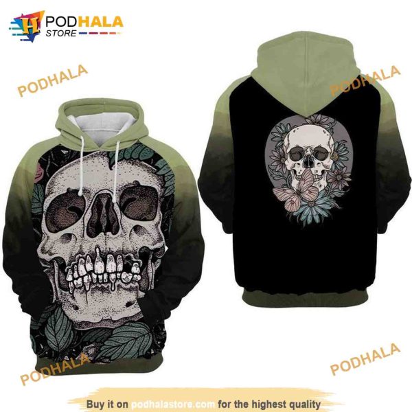 Skull And Butterflies Day Of The Dead All Over Print 3D Hoodie, Sweatshirt