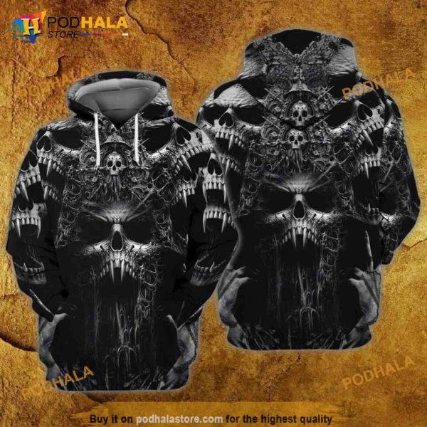 Skull Black 3D Hoodie, Sweatshirt – Christmas Gifts