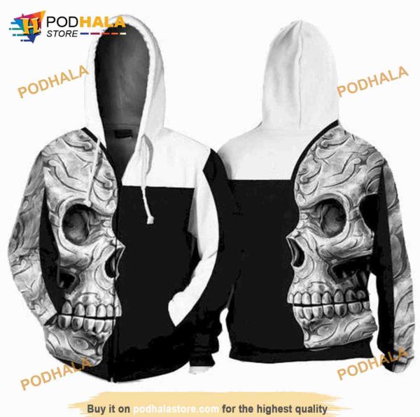 Skull Creepy Style Full 3D Hoodie, Sweatshirt – Christmas Gifts