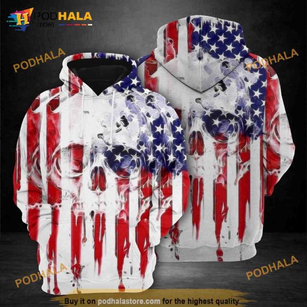 Skull Usa Flag Pattern 3D Hoodie, Sweatshirt – Christmas Gifts