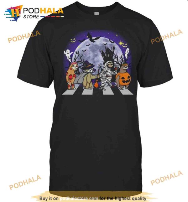 Sloths Witch Abbey Roads Halloween Shirt