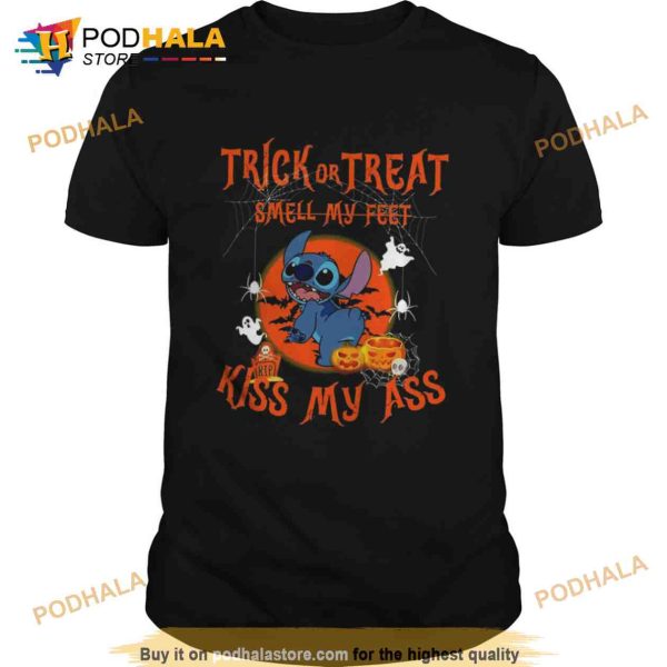 Smell My Feet Kiss My Ass Stitch Design For Halloween Graphic Trick Or Treat Shirt