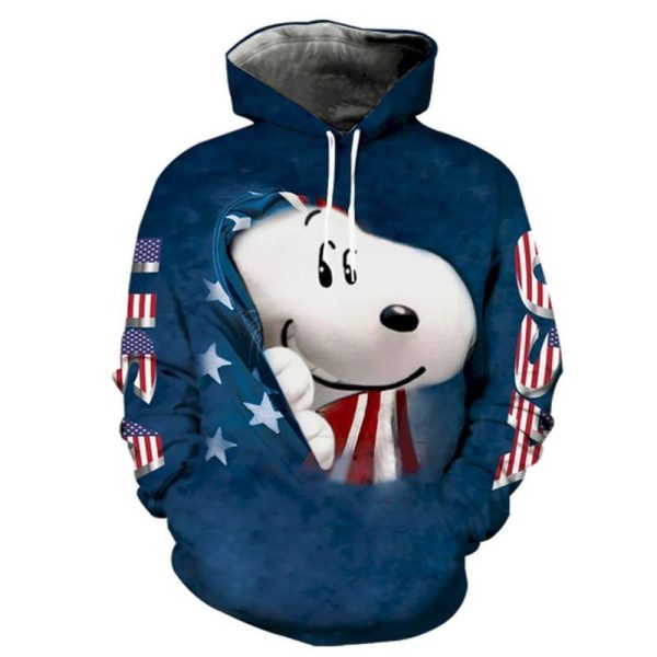 Snoopy American Flag 3D Hoodie Sweatshirt, Snoopy Gifts