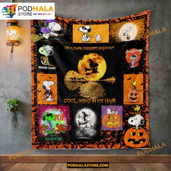 Snoopy Halloween Quilt Blanket, Snoopy Halloween Blanket - Podhalastore