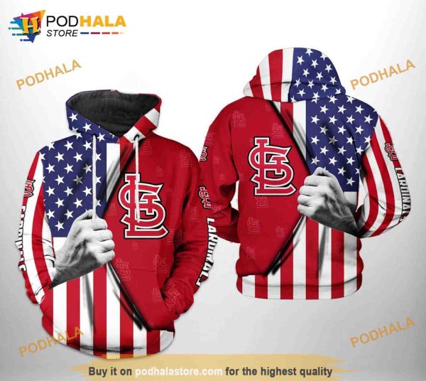 St. Louis Cardinals MLB US Flag 3D Hoodie, Sweatshirt