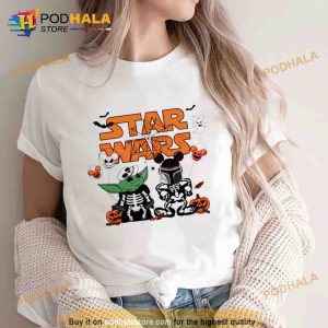 Star Wars Yoda And Boba Fett Skeleton Halloween Shirt