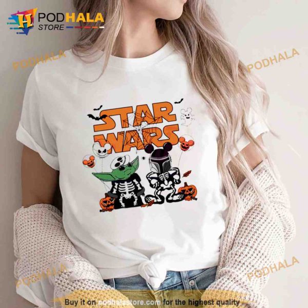 Star Wars Yoda And Boba Fett Skeleton Halloween Shirt