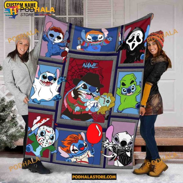 Stitch Cosplay Horror Characters Fleece Blanket, Scary Movies Halloween Gift