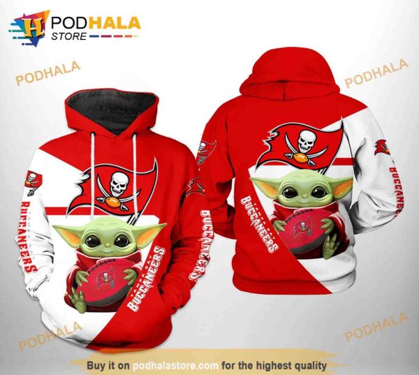 Tampa Bay Buccaneers NFL Baby Yoda Team 3D Hoodie Sweatshirt