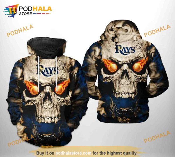 Tampa Bay Rays MLB Skull 3D Hoodie, Sweatshirt