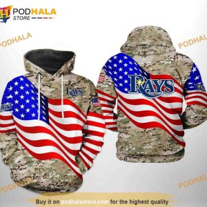Tampa Bay Rays MLB US Flag Camo Veteran 3D Hoodie, Sweatshirt