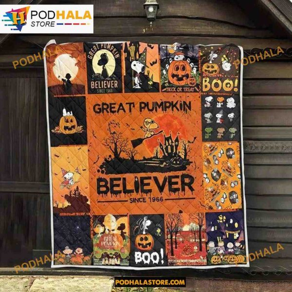 The Peanuts Halloween Quilt, Pumpkin Charlie Brown Woodstock Snoopy Halloween Blanket