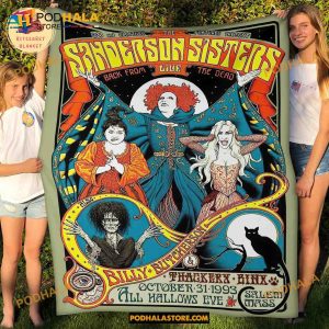 The Sanderson Sisters Hocus Pocus Fleece Blanket, Halloween Quilt