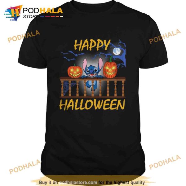 The Stitch And Pumkin Light Happy Halloween Shirt