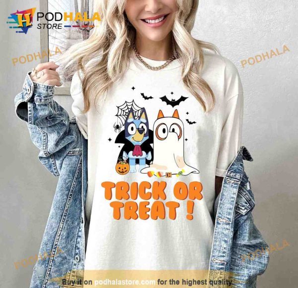Trick Or Treat Bluey Halloween Shirt, Bluey And Bingo Halloween Gifts