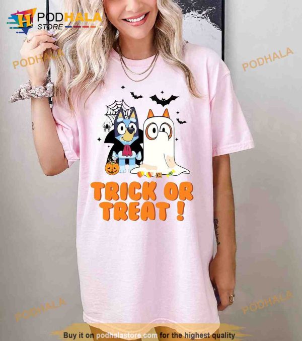 Trick Or Treat Bluey Halloween Shirt, Bluey And Bingo Halloween Gifts