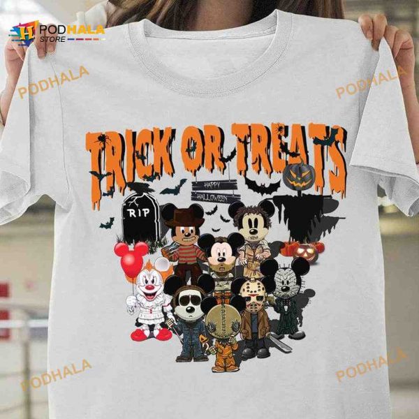 Trick Or Treats Horror Character With Mickey Ears Disney Halloween Costume Shirt