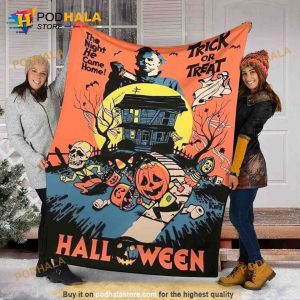 Trick or Treat Michael Myers Blanket, Halloween Fleece Blanket, Serial Killers Quilt
