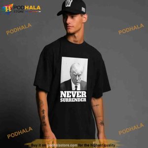 Trump Never Surrender Mug Shot Shirt Political Gifts 2