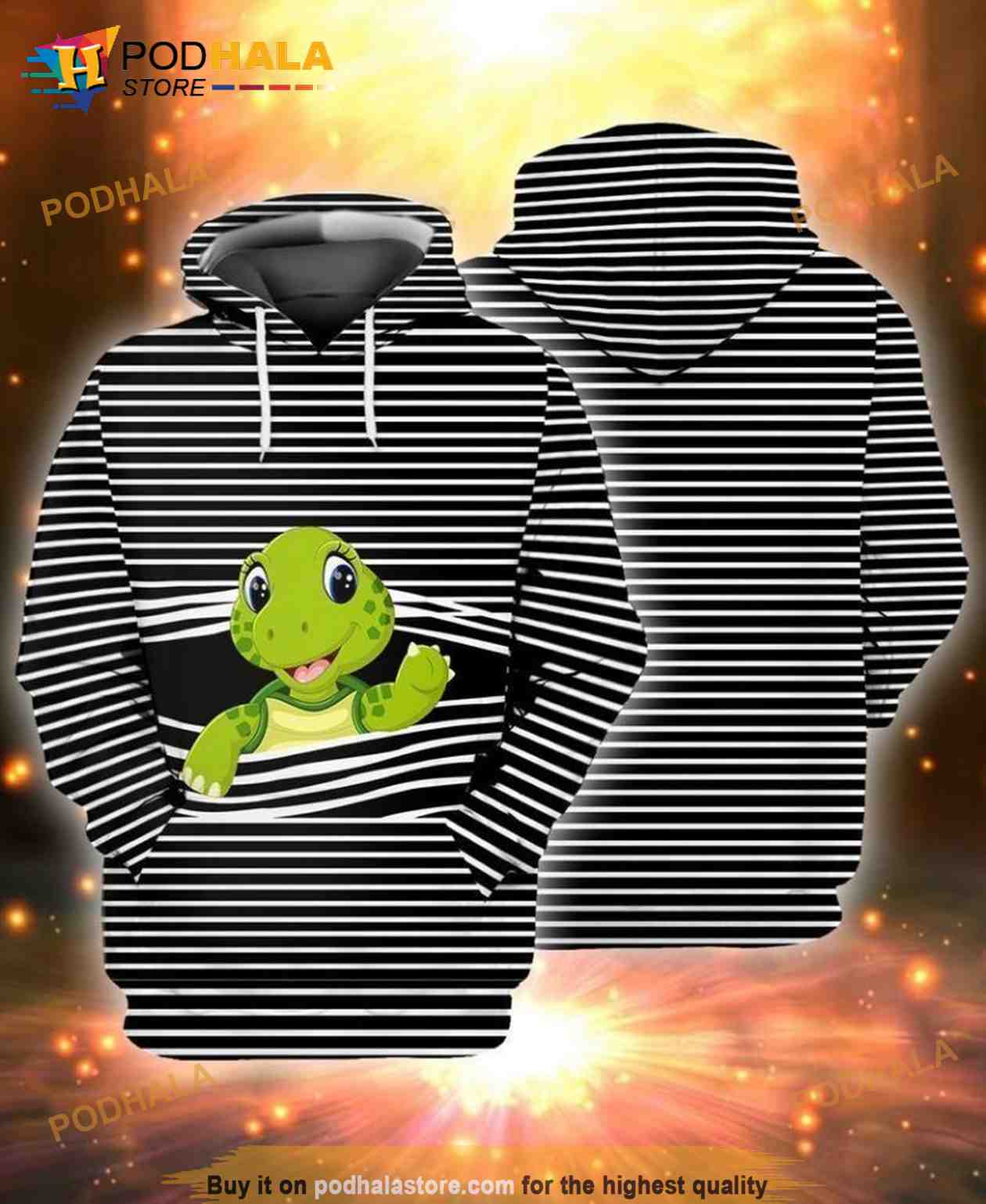 Turtle Cartoon 3D Hoodie Sweatshirt All Over Print Turtle Cartoon 3D Hoodie Sweatshirt All Over Print