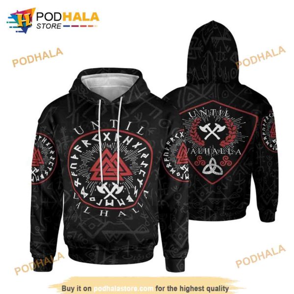 Until Valhalla Black Viking 3D Hoodie Sweatshirt