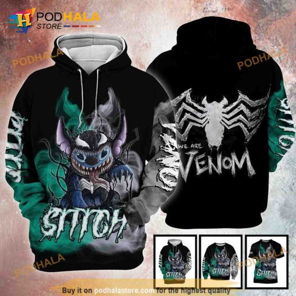 Venom Marvel 3D Stitch Halloween Costume 3D Hoodie