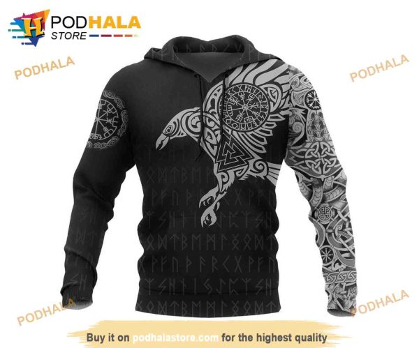 Viking Style The Raven Of Odin Tattoo Special 3D Hoodie Sweatshirt