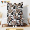 Vintage Floral Horror Movie Fleece Blanket, Serial Killers Movie Quilt