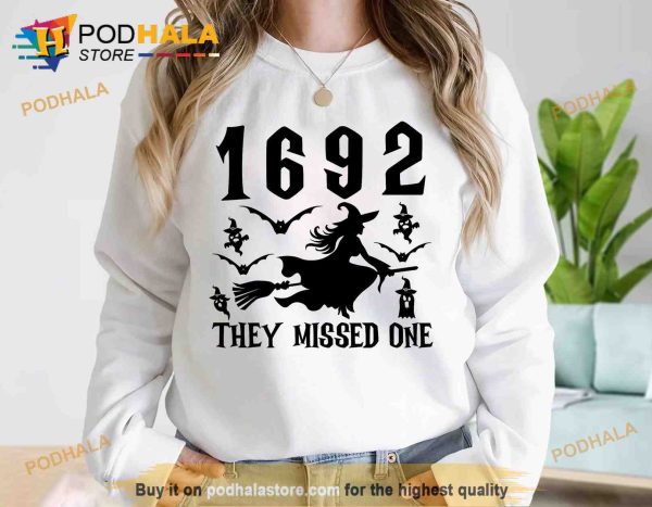 Vintage Salem 1692 They Missed One Sweatshirt, Retro Salem Massachusetts Halloween Hoodie