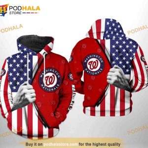 Washington Nationals MLB US Flag All Over Print 3D Hoodie