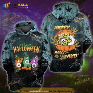 Weed Don't Care Bears Happy Halloween All Over Print 3D Hoodie