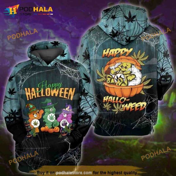 Weed Don’t Care Bears Happy Halloween All Over Print 3D Hoodie