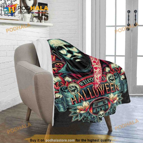 Welcome to Halloween Horror Movie Michael Myers Blanket, Halloween Gift Ideas