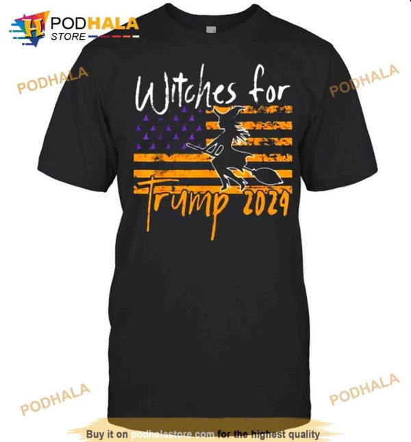 Witches For Trump 2024 Halloween American Flag Shirt