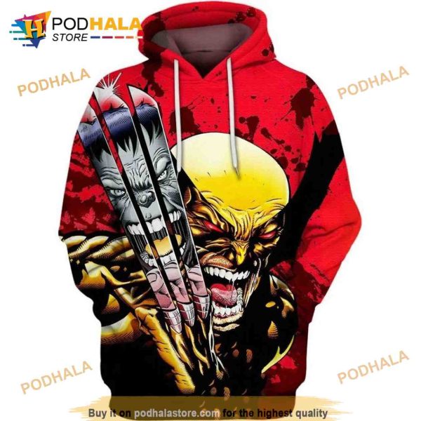 Wolverine Claw Reflections All Over Print 3D Hoodie Sweatshirt