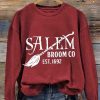 Women's Halloween Salem Broom Co EST.1692 Sweatshirt, Witch Party Shirt