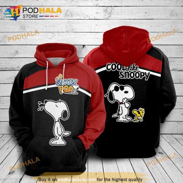 Woodstock And Snoopy Pop Cool Like Snoopy Over Print 3D Hoodie