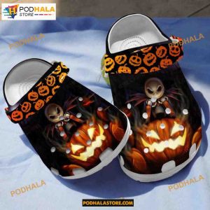 Angry Pumpkin Jack Skellington Adults Kids Halloween Crocs