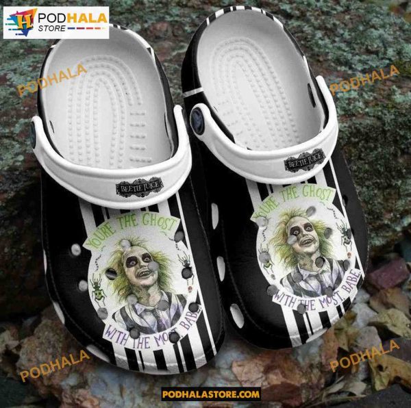 Beetlejuice Halloween Classic Clogs Crocs Shoes, Adults Kids Halloween Crocs