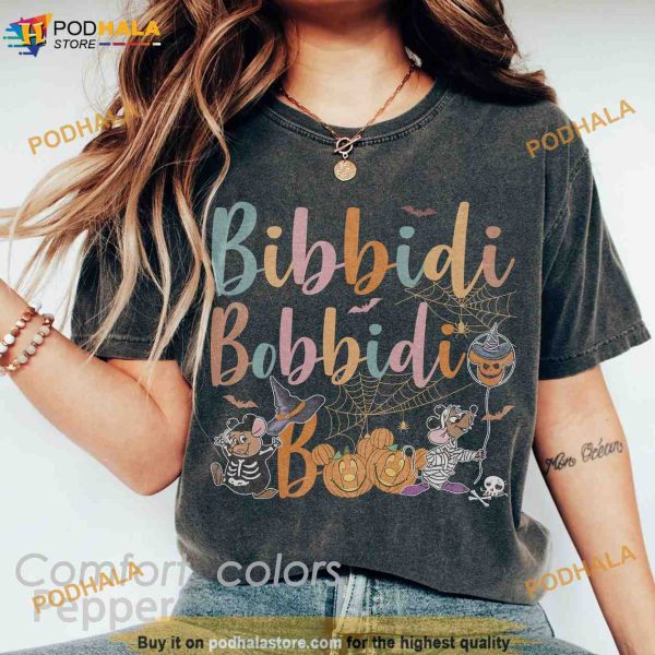 Bibbidi Bobbidi Boo Halloween Comfort Colors Shirt, Disney Jaq And Gus Pumpkin Shirt