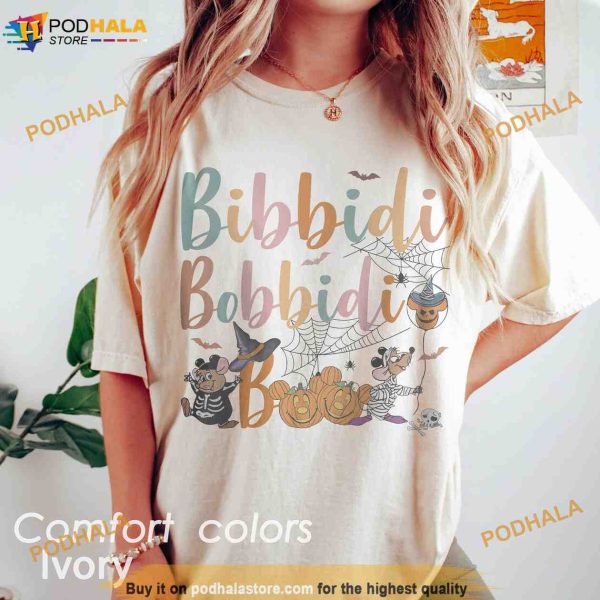 Bibbidi Bobbidi Boo Halloween Comfort Colors Shirt, Disney Jaq And Gus Pumpkin Shirt