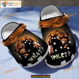 Black Cats What Halloween Crocs Classic Clogs Shoes, Adults Kids Halloween Crocs