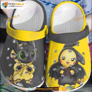 Black Stitch And Pikachu Halloween Crocs Clog Shoes, Adults Kids Halloween Crocs