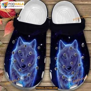 Blue Lightning Wolfs Animal Adults Kids Halloween Crocs