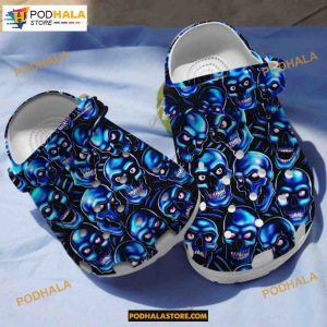 Blue Skull Pattern Sugar Skull Lovers Gift Clog Shoes Halloween Crocs