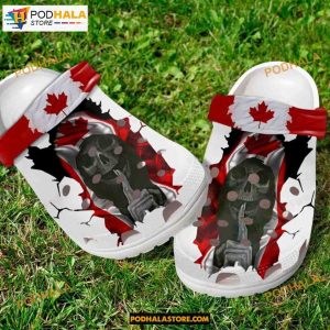 Canada Skull Happy Canada Day Adults Kids Halloween Crocs