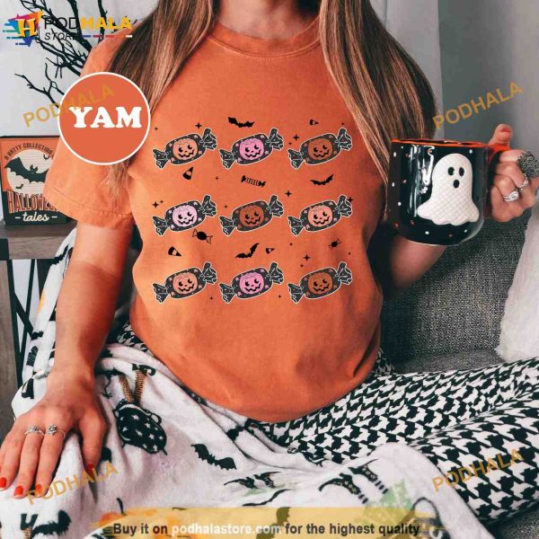 Candy Halloween Comfort Colors Shirt, Vintage Pumpkin Halloween Shirt