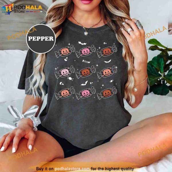 Candy Halloween Comfort Colors Shirt, Vintage Pumpkin Halloween Shirt