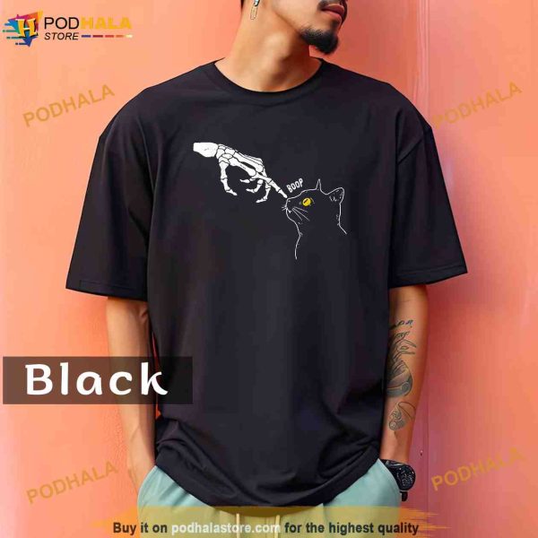 Cat Black Lover Skeleton Hand Boop Funny Halloween 2023 Comfort Colors Shirt